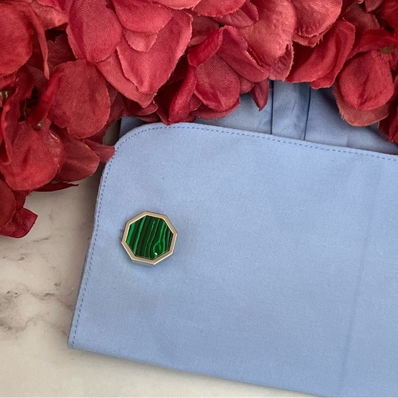 Stunning Green Malachite Silver Octagon Cufflinks Tuxedo Studs Formal 8 Pcs Set - Picture 12 of 16